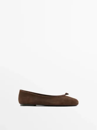 Ballerines en cuir avec nœud