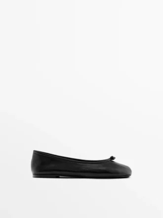 Ballerines en cuir avec nœud