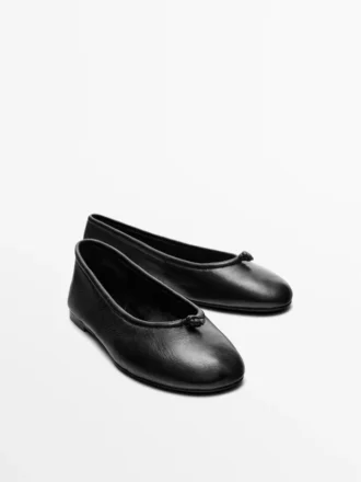 Ballerines en cuir avec nœud