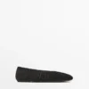 Ballerines en cuir fendu froncé Ballerines en cuir fendu froncé