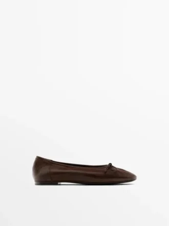 Ballerines froncées avec nœud