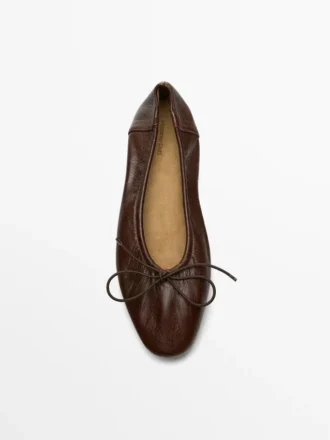 Ballerines froncées avec nœud