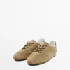 Baskets en cuir refendu avec détails en pièces Baskets en cuir refendu avec détails en pièces