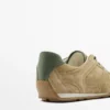 Baskets en cuir refendu avec détails en pièces Baskets en cuir refendu avec détails en pièces