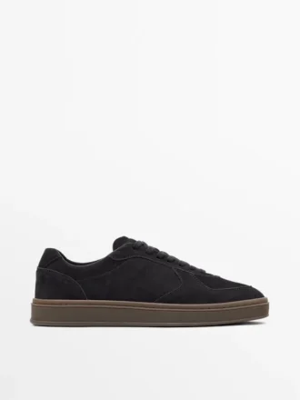 Baskets en nubuck avec semelle contrastée
