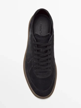 Baskets en nubuck avec semelle contrastée