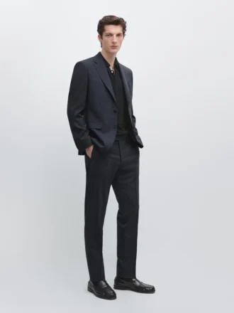 Blazer de costume à carreaux en mélange de laine légère