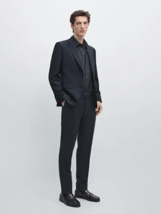 Blazer de costume en laine fraîche micro-texturée