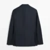 Blazer de costume en laine fraîche micro-texturée Blazer de costume en laine fraîche micro-texturée