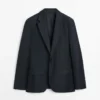 Blazer de costume en laine fraîche micro-texturée Blazer de costume en laine fraîche micro-texturée