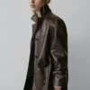 Blazer en cuir nappa avec boutons Blazer en cuir nappa avec boutons