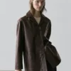 Blazer en cuir nappa avec boutons Blazer en cuir nappa avec boutons