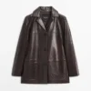 Blazer en cuir nappa avec boutons Blazer en cuir nappa avec boutons
