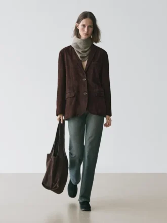 Blazer en cuir suédé