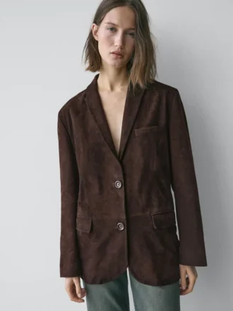 Blazer en cuir suédé