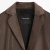 Blazer en cuir suédé avec col à revers Blazer en cuir suédé avec col à revers