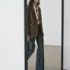 Blazer en cuir suédé avec col à revers Blazer en cuir suédé avec col à revers