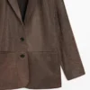 Blazer en cuir suédé avec col à revers Blazer en cuir suédé avec col à revers
