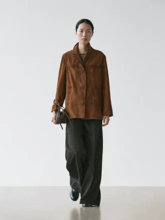 Blazer en cuir suédé avec poches