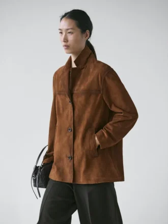 Blazer en cuir suédé avec poches