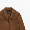Blazer en cuir suédé avec poches Blazer en cuir suédé avec poches