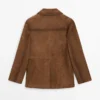 Blazer en cuir suédé avec poches Blazer en cuir suédé avec poches