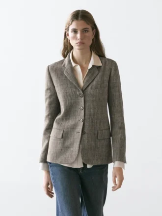 Blazer en mélange de laine moucheté