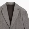 Blazer sur mesure en mélange de lin à motif chevrons Blazer sur mesure en mélange de lin à motif chevrons
