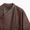 Blouson aviateur asymétrique en cuir nappa Blouson aviateur asymétrique en cuir nappa