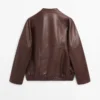 Blouson aviateur asymétrique en cuir nappa Blouson aviateur asymétrique en cuir nappa
