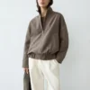 Blouson aviateur en lin chiné avec écharpe Blouson aviateur en lin chiné avec écharpe