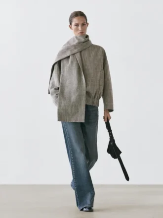 Blouson aviateur moucheté avec écharpe