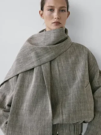 Blouson aviateur moucheté avec écharpe