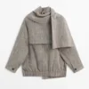 Blouson aviateur moucheté avec écharpe Blouson aviateur moucheté avec écharpe