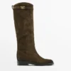 Bottes d’équitation en daim huilé fendu Bottes d’équitation en daim huilé fendu