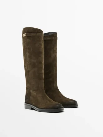 Bottes d’équitation en daim huilé fendu Bottes d’équitation en daim huilé fendu