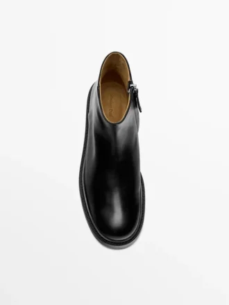 Bottines en cuir avec doublure en daim Bottines en cuir avec doublure en daim