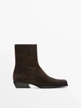 Bottines en cuir croûte brossé Bottines en cuir croûte brossé