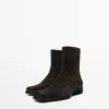 Bottines en cuir croûte brossé Bottines en cuir croûte brossé