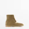 Bottines plates en cuir fendu avec doublure Bottines plates en cuir fendu avec doublure