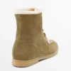 Bottines plates en cuir fendu avec doublure Bottines plates en cuir fendu avec doublure
