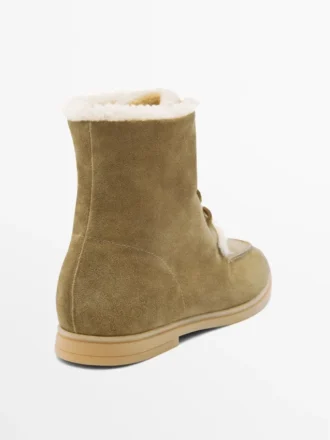 Bottines plates en cuir fendu avec doublure Bottines plates en cuir fendu avec doublure