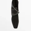 Bottines à talon compensé en cuir refendu