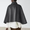 Cape en mélange de laine avec col chemise Cape en mélange de laine avec col chemise