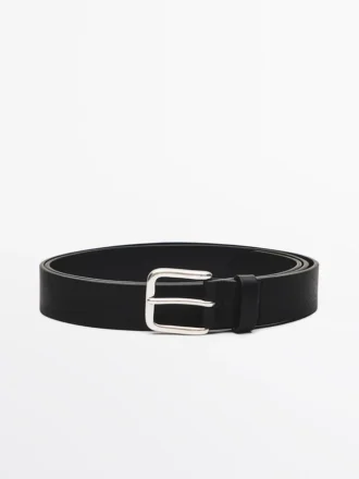 Ceinture en cuir nappa avec boucle carrée