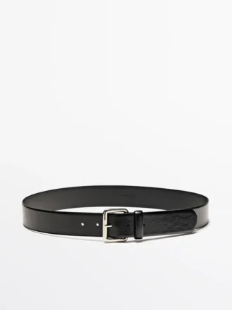 Ceinture en cuir nappa avec boucle carrée