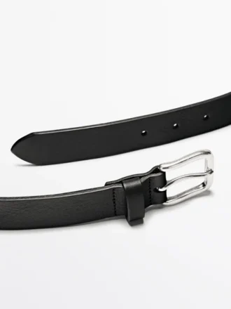 Ceinture en cuir nappa avec boucle carrée
