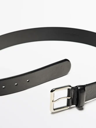Ceinture en cuir nappa avec boucle carrée