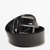 Ceinture en cuir nappa avec boucle carrée Ceinture en cuir nappa avec boucle carrée