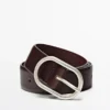 Ceinture en cuir nappa avec boucle ovale Ceinture en cuir nappa avec boucle ovale